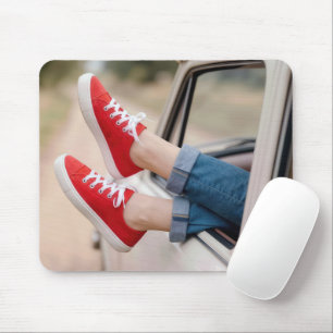 Red Sneakers Hanging Out Retro Truck Window Mouse Pad