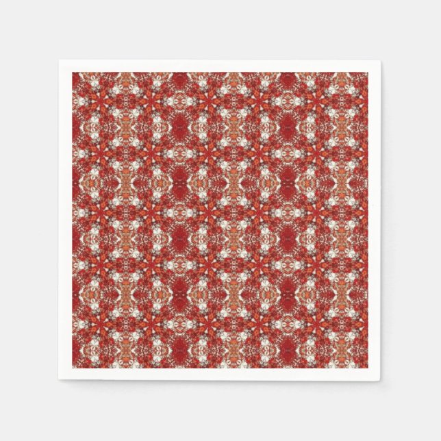 Red snow autumn geometric design Napkins (Front)