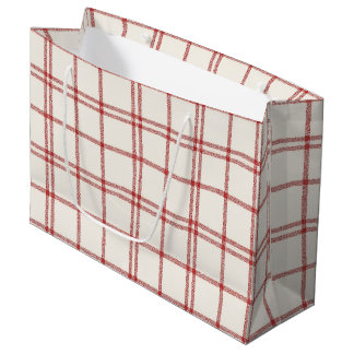 Red Snow Christmas Plaid Large Gift Bag