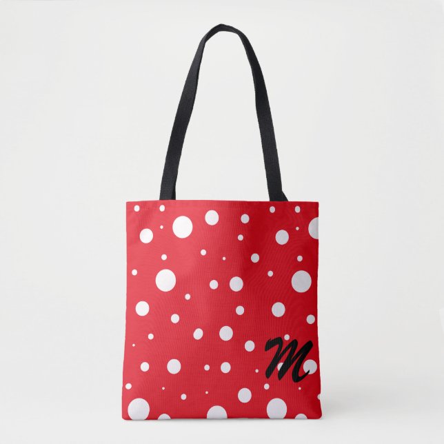Red Snow Dots Custom Tote Bag (Front)