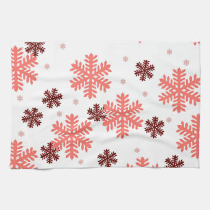 Red snow flakes Christmas pattern snow pattern des Kitchen Towel