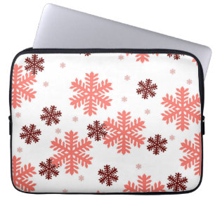 Red snow flakes Christmas pattern snow pattern des Laptop Sleeve