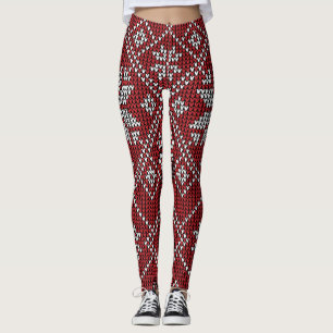 Red snow flaks  leggings