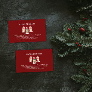 Red Snow Gingerbread Village Books Baby Shower  Enclosure Card