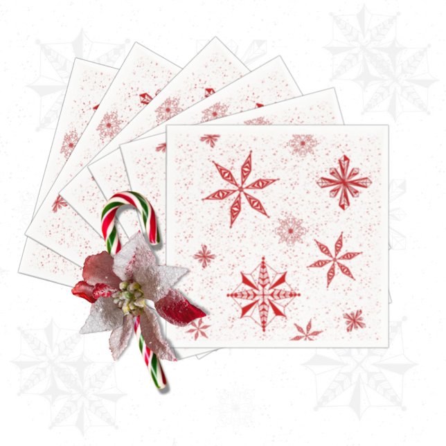 Red Snow on White Canvas Design Christmas Card Napkin (Creator Uploaded)