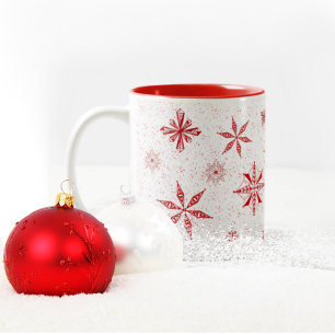 Red Snow on White Canvas mug