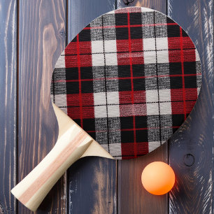 Red Snowfall Plaid Ping Pong Paddle