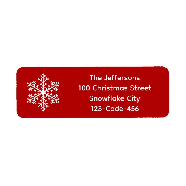 Red Snowflake Address Labels (Front)