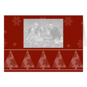 Red Snowflake and Christmas Tree Greeting Cards