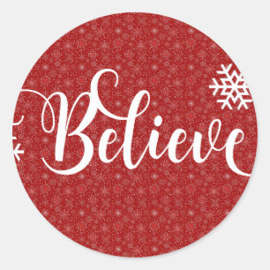 Red Snowflake Believe Sticker