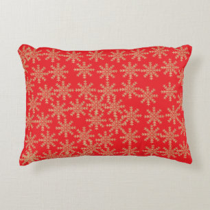 Red Snowflake Christmas Accent Pillow