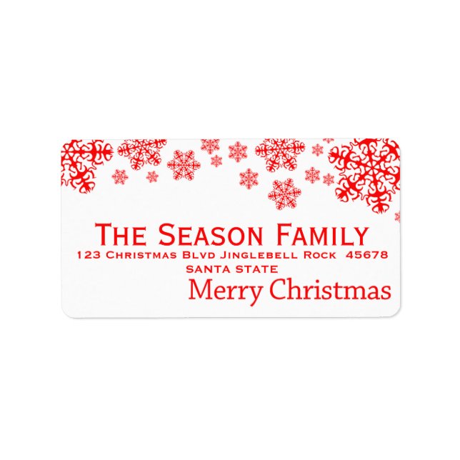 Red Snowflake Christmas  address label (Front)