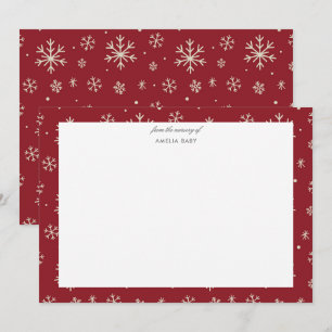 Red Snowflake christmas Baby shower notecard