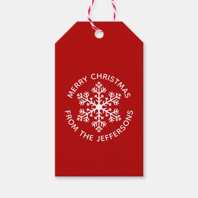 Red Snowflake Christmas Gift Tags (Front)