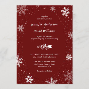 Red Snowflake Christmas Winter Wedding Invitations