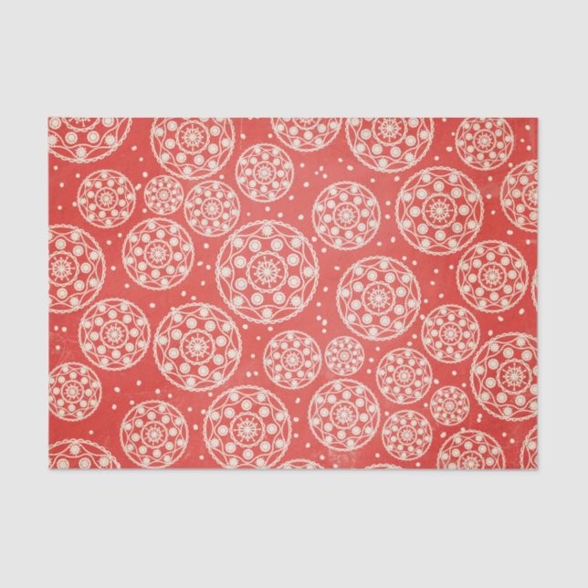 Red Snowflake Circles Tissue Paper (Front)