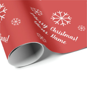 Red snowflake custom Christmas wrapping paper roll