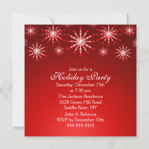 Red Snowflake Fête Invitation