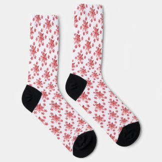 Red Snowflake Fun Christmas Crew Socks