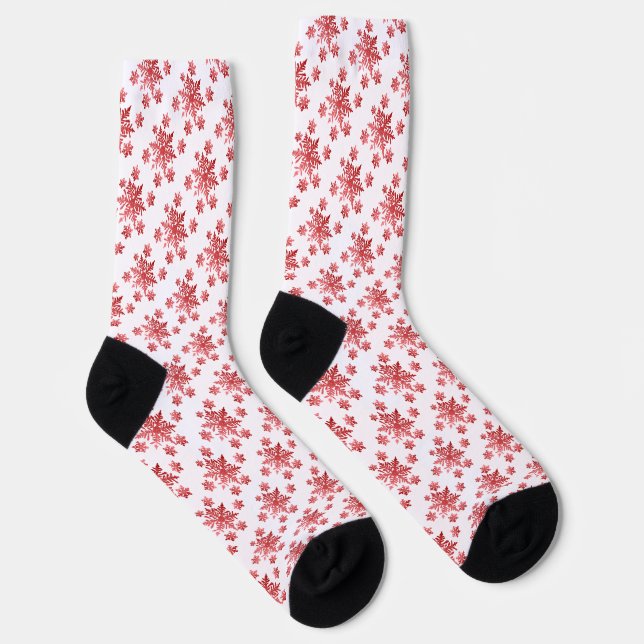 Red Snowflake Fun Christmas Crew Socks (Right)