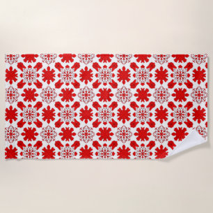 Red Snowflake Holiday Decor Beach Towel