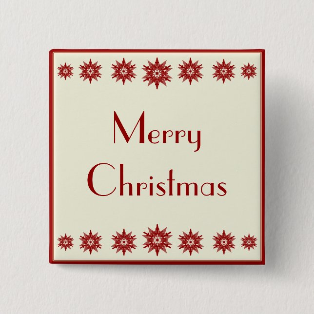 Red Snowflake Merry Christmas Button (Front)