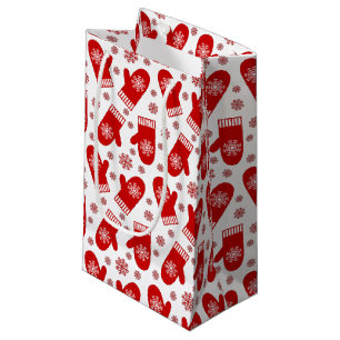 Red Snowflake Mittens Christmas Small Gift Bag