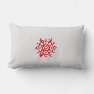 Red Snowflake Motif Winter Pattern Lumbar Pillow