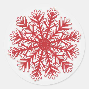 Red snowflake on silver white Christmas Sticker