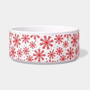 Red Snowflake on white with paw print pattern