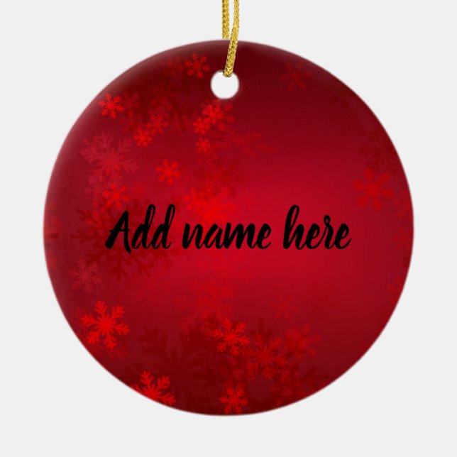 Red Snowflake Ornament - Add Your Name (Front)