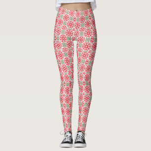 Red Snowflake Pattern Leggings