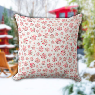 Red Snowflake Pattern Outdoor Pillow