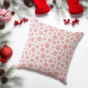 Red Snowflake Pattern Throw Pillow