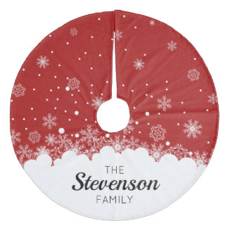Red Snowflake Personalized Christmas Tree Skirt