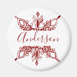 Red snowflake personalized magnet