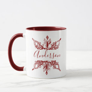 Red snowflake personalized mug
