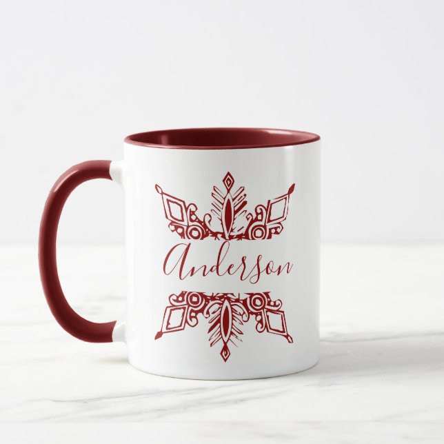 Red snowflake personalized  mug (Left)