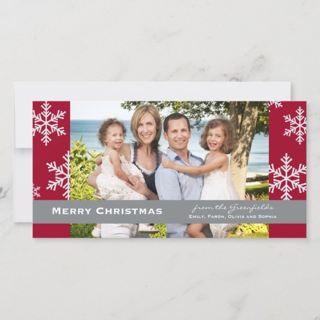 Red Snowflake Photo card (Front)