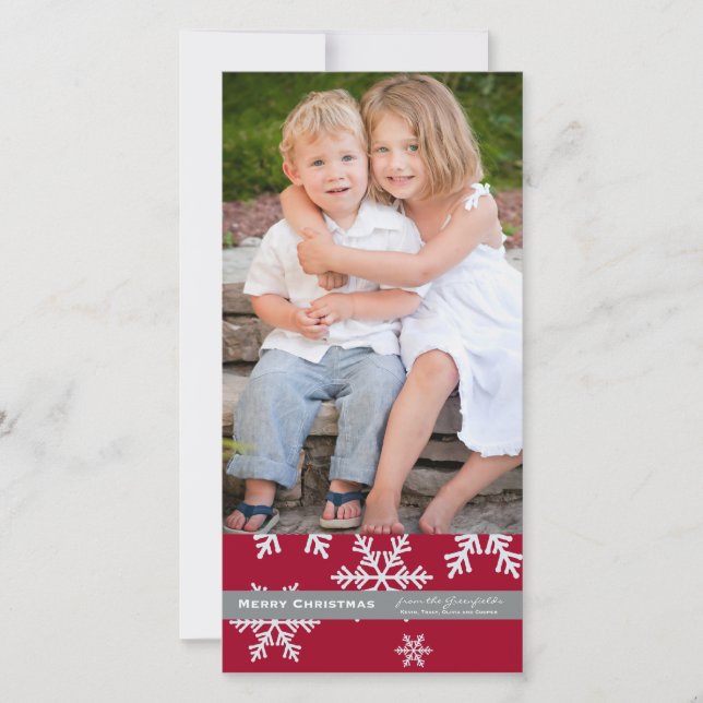 Red Snowflake Photo card (Front)