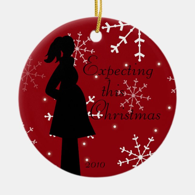 Red Snowflake Pregancy Ornament (Front)