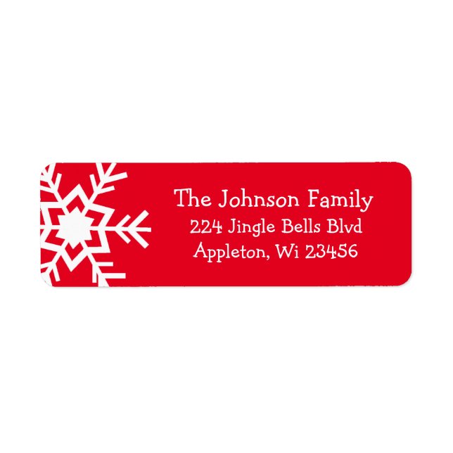 Red Snowflake Return Address Labels (Front)