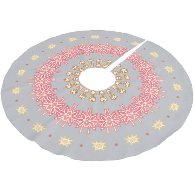 Red Snowflake Rings Brushed Polyester Tree Skirt (Angled)