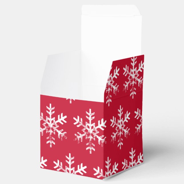 Red Snowflake Rustic Christmas Favor Box (Opened)