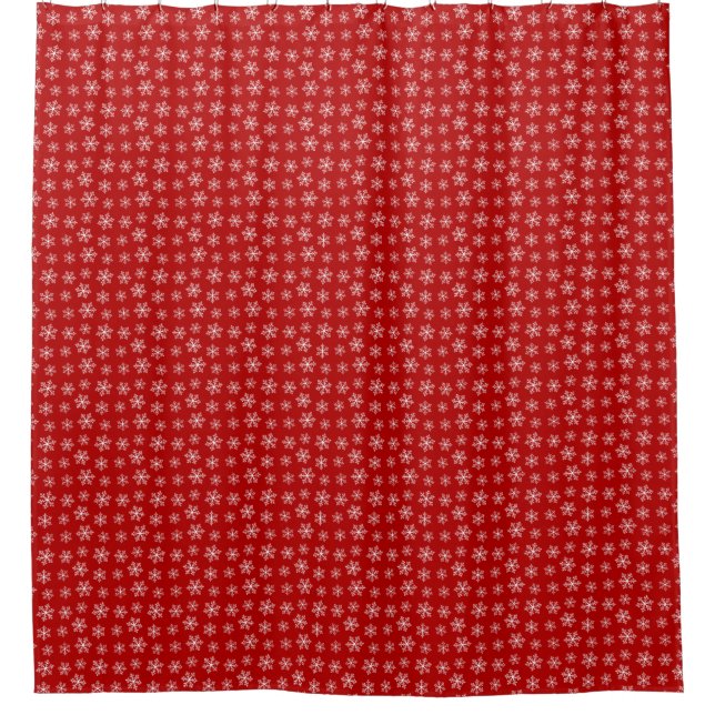 Red Snowflake Shower Curtain (Front)