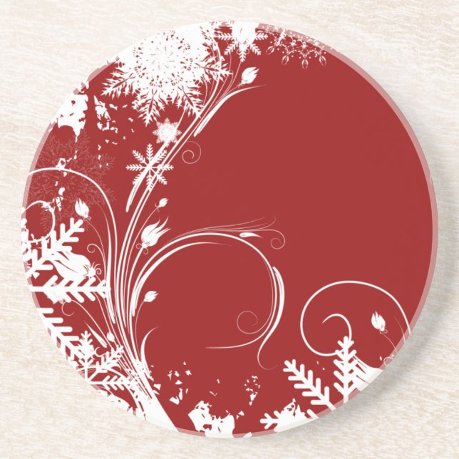 Red Snowflake Swirl Coasters (Front)