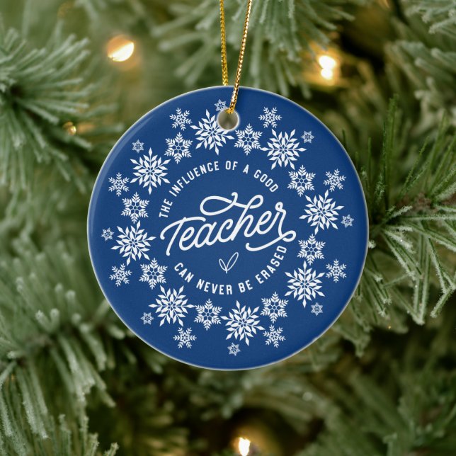 Red Snowflake Teacher Christmas Ornament (Tree)