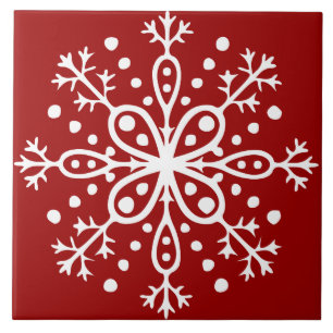 Red Snowflake Tile