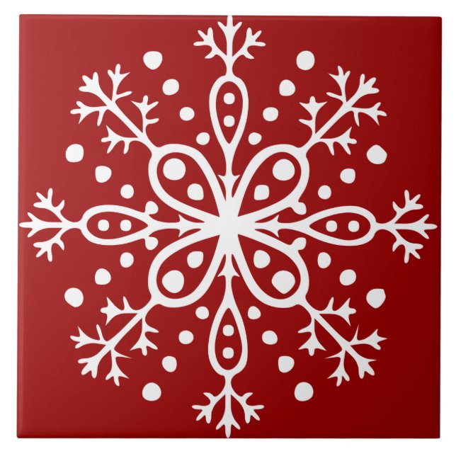 Red Snowflake Tile (Front)