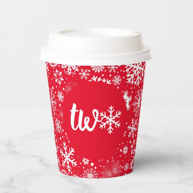 Red Snowflake TWO Paper Cup (Front)
